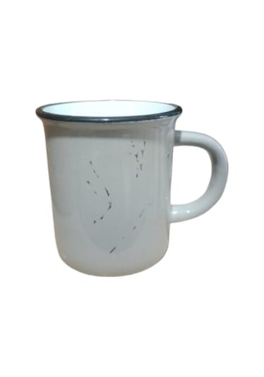 Seramik Kulplu Bardak Renkli Emaye Görünümlü 260 Cc - Gri Gri