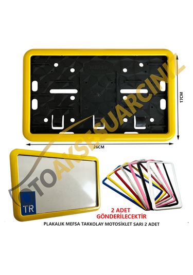 Plakalık Plastik Tak Kolay Motor Motosiklet Sarı Çerçeveli 2 Adet