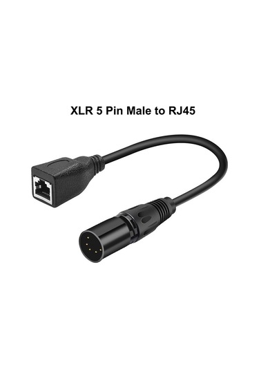 Yifomall Dmx Sahne Işık Sinyali Aktarımı İçin 5 Pin Xlr Erkek/dişi Rj45 Adaptör Kablosu Seti 2 Adet 0.5m Siyah Ethernet Konvertörü Diğer
