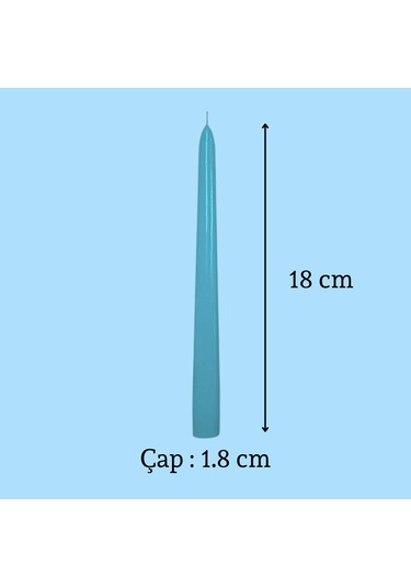 6 Lı Kısa Turkuaz Konik Şamdan Mum Yükseklik 18 Cm Turkuaz