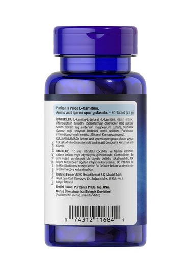 Puritan's Pride L-Carnitine 500 Mg 60 Tablet