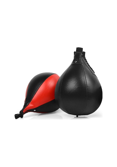 Konesam Siyah Boks Hız Topu Armut Şekli - Pu Deri, Çarpma Dayanıklı, Refleks Ve Hız Eğitimi - Hava Pompa Ve Sabitleme Kanca Dahil