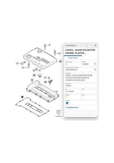 Üst Kapak Contası Plastik Mondeo Bnz 2.0 01 Rylt642040 - 1s7g6k260aa