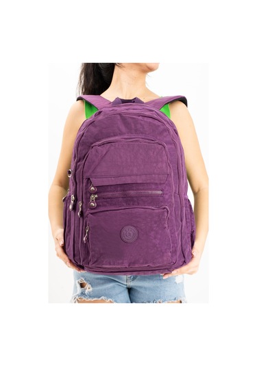 Ultra Hafif Çok Cepli Krinkıl Sırt Çantası Mor Model: 571-3b - Mor