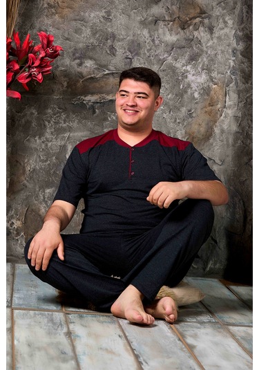 Nisanca Yazlık Büyük Beden Erkek Pamuk Pijama Takımı- Kısa Kollu Erkek Pijaması Yesil