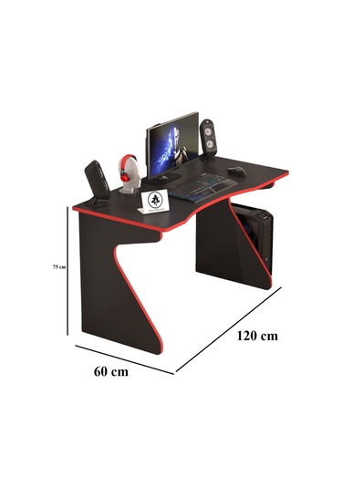 Hilal Model Düz Oyuncu Masası Gamer Masası 120x60 Cm Siyah