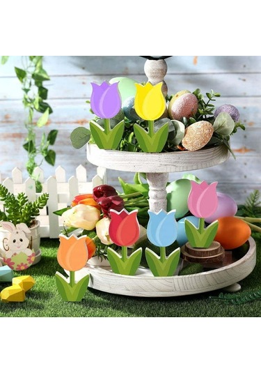 Monyee Ahşap Zambak Dekoratif Çiçekler Seti 6 Renkli - Ev Dekorasyonu, Mutfak, Odalar İçin, Anneler Günü Hediyesi