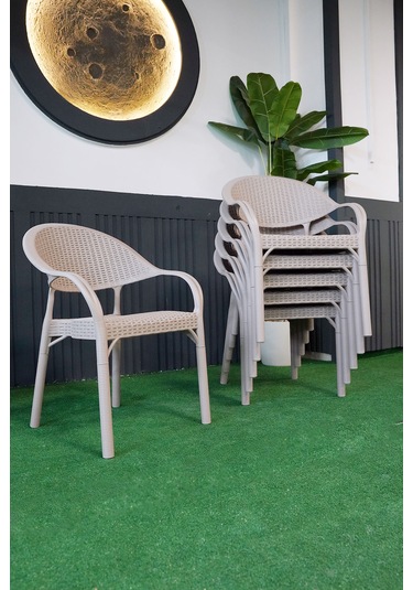 Alezy Bambu Rattan Kollu Koltuk 6 Adet Cappucino