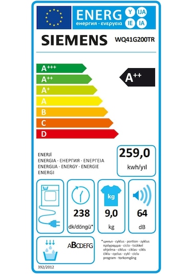 Siemens WQ41G200TR 9 KG Isı Pompalı Çamaşır Kurutma Makinesi
