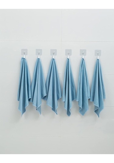 Tongxida 6 Adet Mavi Mikrofiber Cam Temizleme Bezi - Izsiz, 40x40 Cm, Yüksek Emici, Aynalar İçin