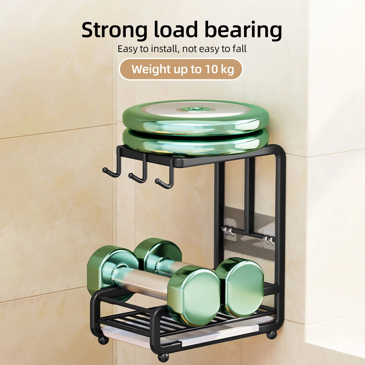 Hombey Karbon Çelik Lavabo Bezi Rafı - Delme Yok Duvar/masaya Takılabilir - Su Alma Tablası İle Sulama Bezi, Havlu, Sponge Saklama Rafı - Siyah 28x24.5x14cm Siyah