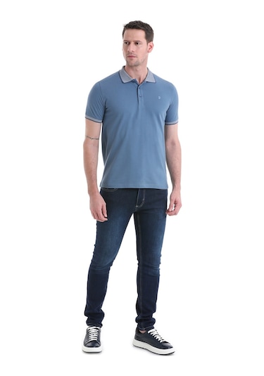 Hatemoğlu İndigo Regular Fit Düz 100% Pamuklu Polo Yaka Tişört 3536etc22c03 85 İndigo