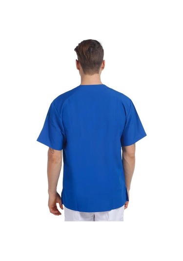 V Yaka Ceket Kısa Kol Sax Mavi