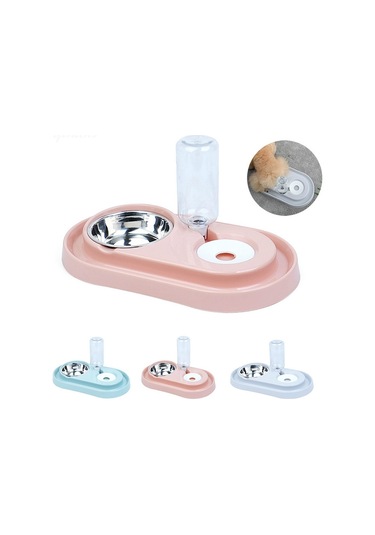 Sones Paslanmaz Çelik Köpek Ve Kedi Çift Kase Otomatik Suluk Islak Değil Ağız Pet Mama Kasesi