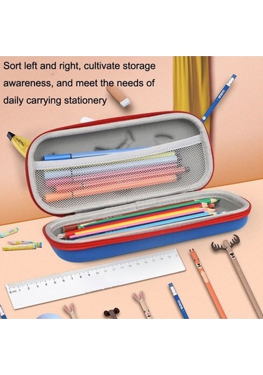 Willowhaven S-888 İlköğretim Okulu Karikatür Eva Kalem Kutusu, Açık Mavi, Düşme Önleyici, 22x10cm, 125g, Çocuk Kullanımı Açık Mavi