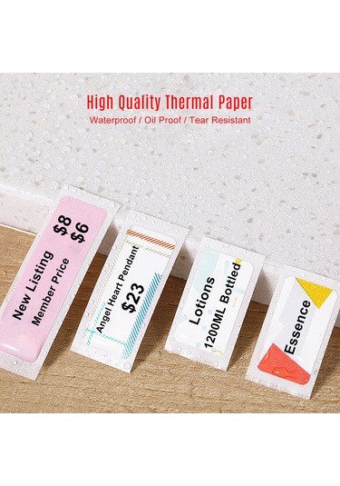 Moveevo Beyaz Isı Sensitive Etiket Kağıdı 15x30mm - 210 Adet, Suya Dayanıklı, Yeniden Yapıştırıcı, Mürekkepsiz Yazdırma, Ev/ofis/market Kullanıma Uygun 1 Rulo