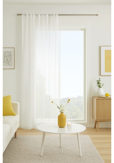 Diego Basic Tül Perde Beyaz 300x250 Beyaz