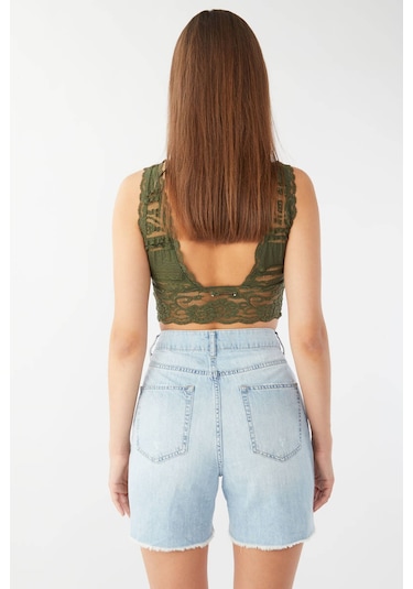 Banny Jeans Kadın Paçası Kesik Jean Şort Açık Mavi