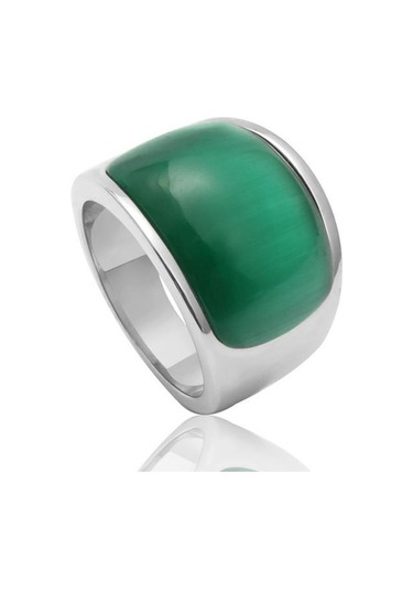 Gümüş Yeşil 2023 Oval Taş Yüzükler Erkekler Kadınlar İçin Altın Renk Paslanmaz Çelik Moda Alyans 9 Çok Renkli