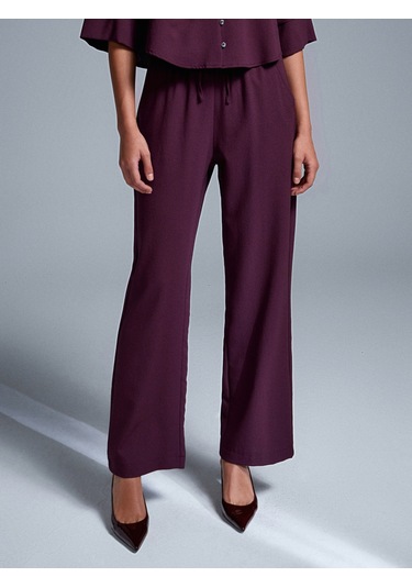 Dilvin 72195 Beli Lastikli Salaş Pantolon-bordo Bordo