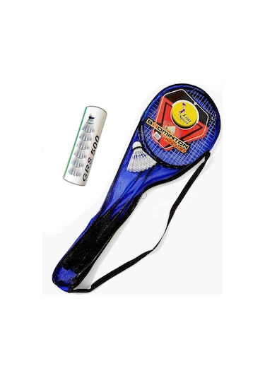 Çantalı Badminton Seti 2 Raket 6 Top Badminton Seti Mavi Renk