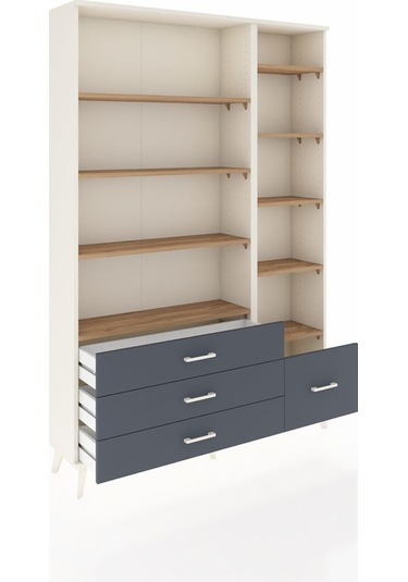 Arges Dolap 9 Raflı 4 Çekmeceli 132x30x195 Aytaşı-çam/antrasit Atlas Çam/antrasıt