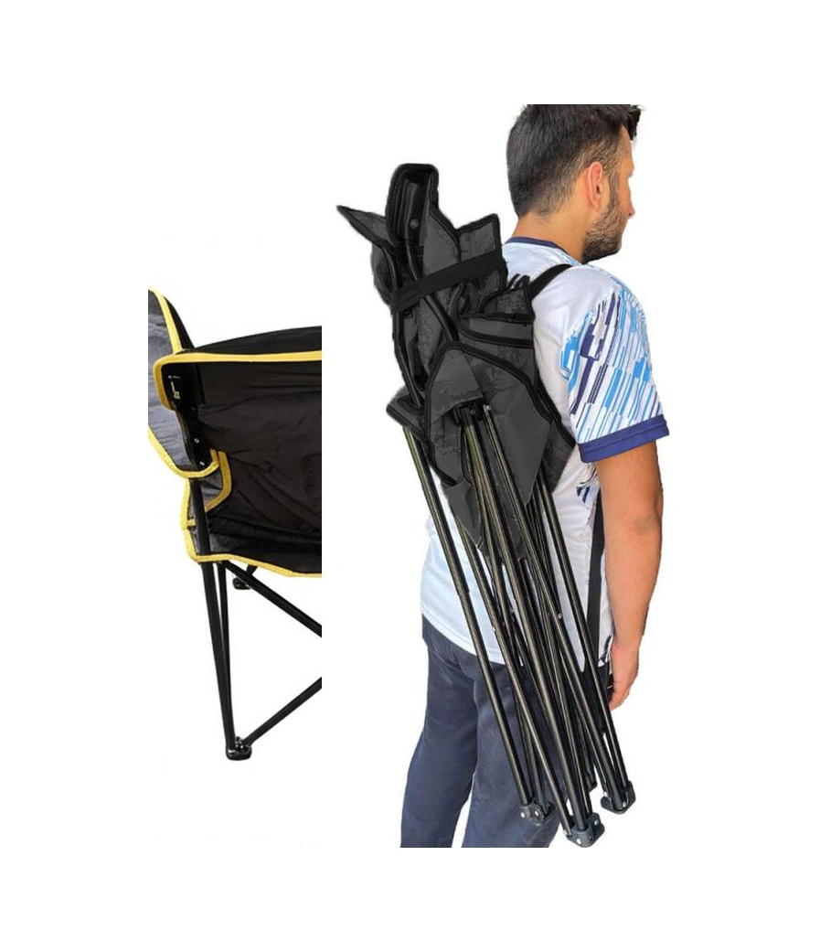 Exent Xl Kamp Sandalyesi, 140 Kg Taşıma Kapasitesi, Lüx Kamp Sandalyesi, Büyük Beden Kamp Sandalyesi Black