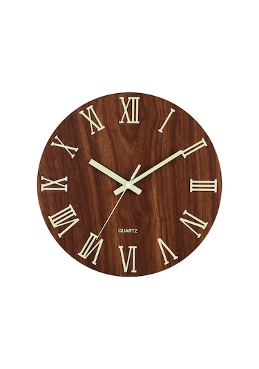 Goldenqian Vivid Venue 12 Inç 30cm Saat Ev Oturma Odası Dekoratif Saat Dilsiz Asılı S1wwks Kahverengi