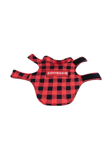 Vkemall Köpekler İçin Çift Taraflı Isı Sağlayan Outdoor Mont, Göğüs Çevresi Ayarlanabilir, Kırmızı-siyah Desen, M Beden