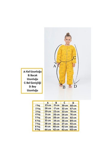 Kız Erkek Çocuk Kalın Elyaf Dolgulu Premium Kalite 2.5 Tog Desenli Uyku Tulumu Ekru - Sarı