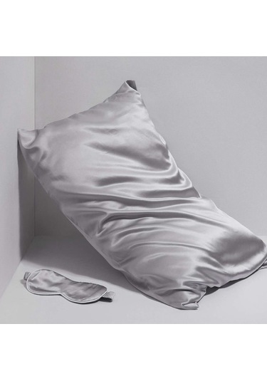 Antibakteriyel Terletmeyen İpek Saten Yastık Kılıfı 2'li 50x70 Gümüş Gümüş