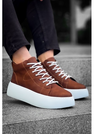 Le10 Bağcıklı Erkek Yüksek Taban Taba Cilt Spor Bot Taba