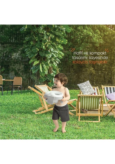 Gezenbebe Katlanabilir Seyahat Çocuk Tuvaleti Beyaz - Gri