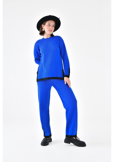 Ftz Women Kadın Çizgi Detaylı İkili Takım Saks Mavi 20631-saks Mavi Saks Mavi