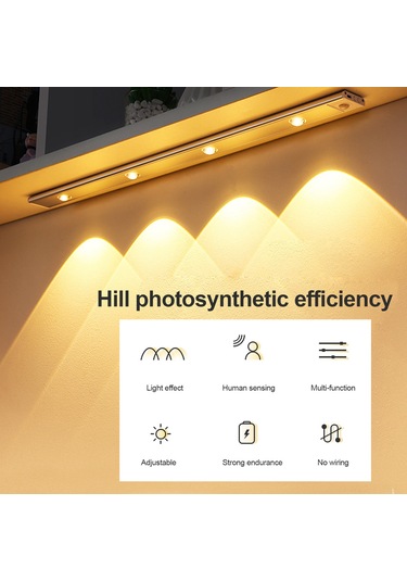 Tenfowee Akıllı Usb Şarjlı İndüksiyon Led Lamba, 60cm Uzunluk, Üç Renk Aydınlatma, Dolap Ve Vitrin Aydınlatması İçin İdeal Çok Renkli