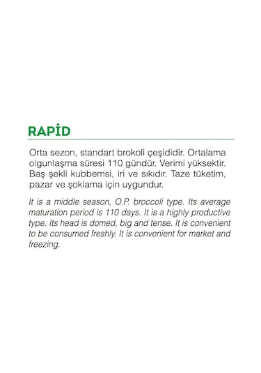 AGRodal Tarım Doğal Yerli Brokoli Çeşit Rapid 100 Adet