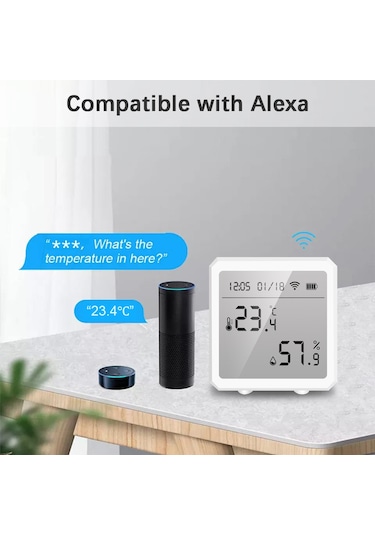 Lemestar Tuya Wıfı 2.4g Mini Nem Ve Sıcaklık Sensörü -10 C/+55 C Aralığında, 0-100% Rh Ölçüm Pil Dahil Değil