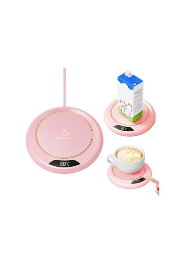Xiyyadms Akıllı Usb Kahve Isıtıcı - 3 Sıcaklık Ayarı İle Çay, Süt Ve İçeceklerinizi Sıcak Tutar Pembe Pembe