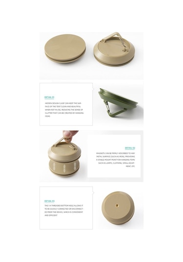 Monyee Kampanya Dış Mekan Manyetik Kanca - Çadır Feneri Sabitleyici, Araç Asma Kancası, Delme Gerektirmeyen, Siyah Siyah