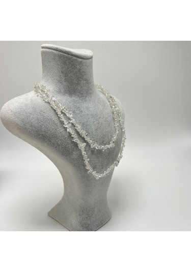 Sertifikalı Kristal Kuvars Saçaklı Model Doğal Taş Kolye 80 Cm Çok REnkli