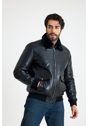 Franko Armondi Pi Lot Model Erkek Deri Ceket E71-klj-2071 Siyah