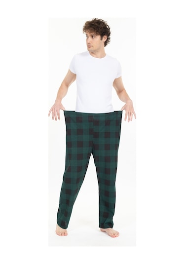 Büyük Beden Erkek Pijama Altı Cepli Fermuarlı Blr-08- 1002 Yeşil