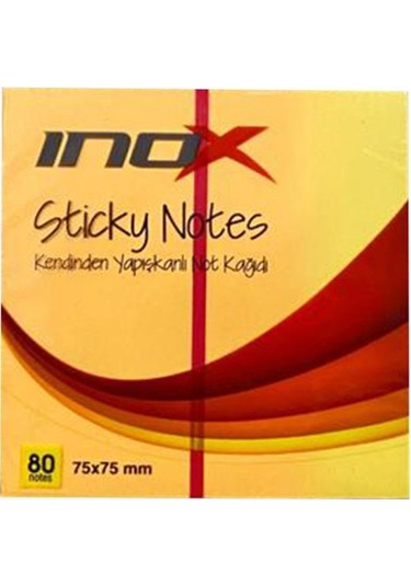 İnox 75X75 Yapışkanlı Not Kağıdı Fosforlu Turuncu 80 Yp.