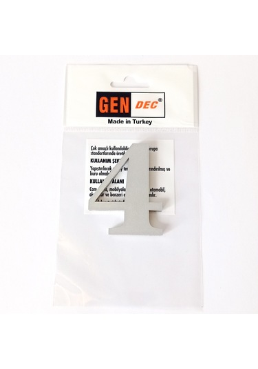 Gendec Kapı Numarası 7Cm No:4 Metalik Gri Kendinden Yapışkanlı Nu