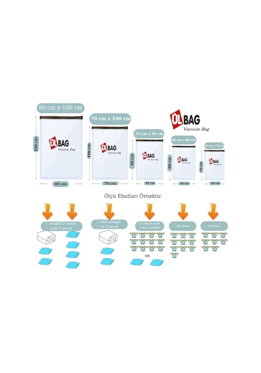 3'lü Vakumlu Saklama Hurç Seti - 2 Yastık Ve Yorgan Hurcu Baza Altı Uygun Vakumlu Poşet Şeffaf