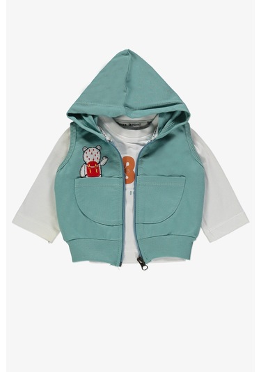 School Bear Cepli Erkek Bebek 2iplik Yelekli Takım Mnk14140 Mint Yeşili