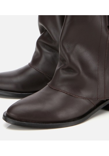 Hotiç Kadın Deri Kahverengi Tokalı Kırışık Görünümlü Kovboy/western Düz Bot 01boh315760a480 01boh315760a480 Kahverengi