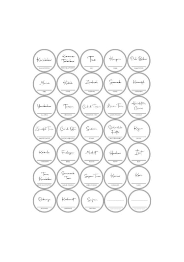 Digithome 35 Adet Yuvarlak Baharat Kavanoz Etiketi Sticker Seti 4x4 Cm