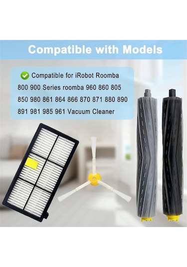 Xiaaokeji İrobot Roomba 850 860 Ana Yan Fırça Filtreleri İçin Yedek Parçalar