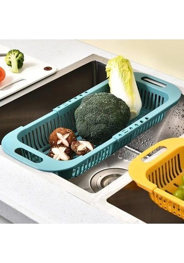 Pazly Gri Geri Çekilebilir Drenaj Rafı - Mutfak Sepeti - Sebze & Alet Saklama - Kolay Temizlenir Plastik Raf Gri